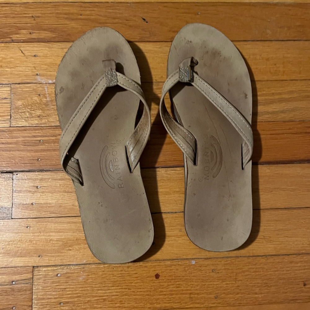 Rainbow flip flops